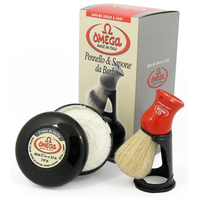 Omega-46065-Shaving-Set-with-Brush,-Holder,-and-Soap-in-Bowl