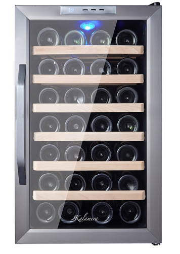 6. Kalamera 28 Bottle Stainless Steel Freestanding Wine Refrigerator