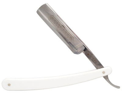 5. Dovo Best Quality Straight Razor, 100-587, Full Hollow Ground Blade, Synthetic White Handle
