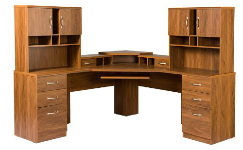 3. L-Work Center with Monitor Platform and Two Hutches by American Furniture Classics