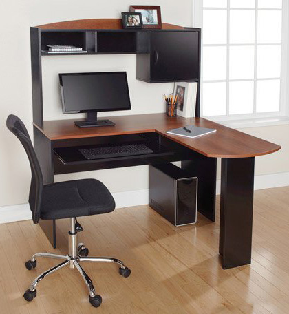 2. Corner L-Shaped Office Desk with Hutch by Mainstays