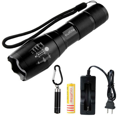 3. Outlite A100 2000 Lumens CREE XML T6 LED Portable Zoomable Tactical Flashlight