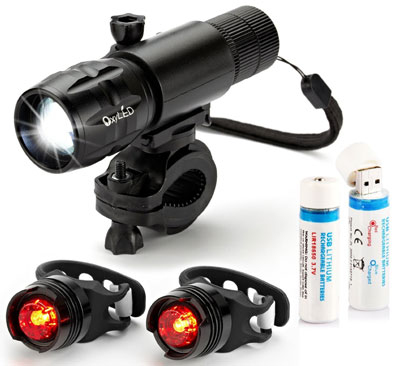 4. BL30 Bright Rechargeable LED Bike Light Set by OxyLED
