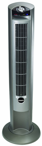 #6. Lasko 2551 Wind Curve Platinum Tower Fan With Remote Control and Fresh Air Ionizer