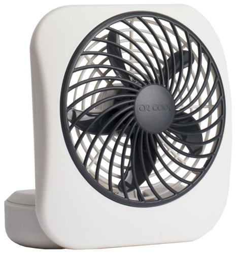 #5. 02COOL5 5’’ Battery Operated Portable Fan In WHITE/GREY