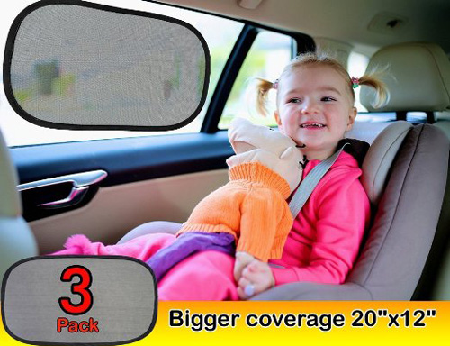 #2.Car Window Shade(3px) – Baby Care Sun Shade EXTRA LARGE 20’’X12’’ As 97% UV Blocker & Sun Protection For Car- Static Cling Car Sunshade With 100% Money Back Guarantee Suction cup Free Car Sun Shade