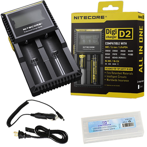 #3. Nitecore D2 Digicharge Bundle With EASTSHINE EB 182 Battery Box And Car Charger