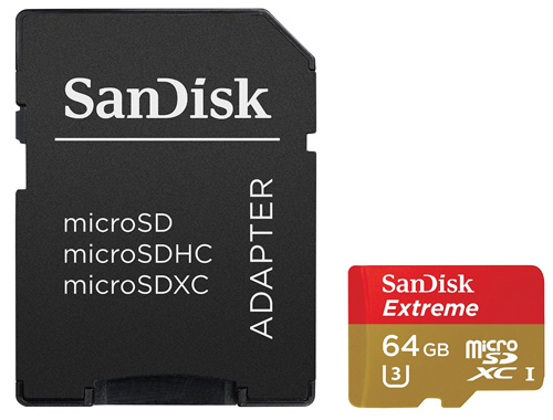 #3. SanDisk Extreme 64GB MicroSDXC UHS-1 Card with Adapter