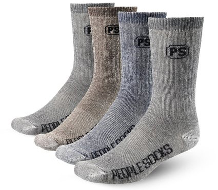 #3. 4 Pairs 71% Merino Wool Hiking Trekking Crew Socks Made in USA People Socks