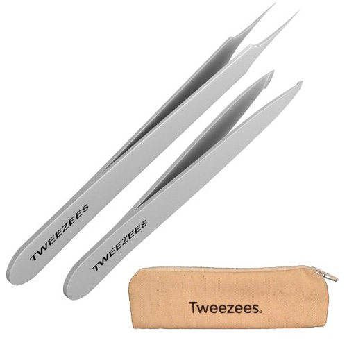 #3. Tweezees Precision Stainless Steel Tweezers - Professional Slant Tip & Splinter Tip Tweezer