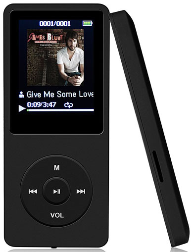 #1. AGPtEK A02 8GB MP3 Lossless Sound Music Player, Black