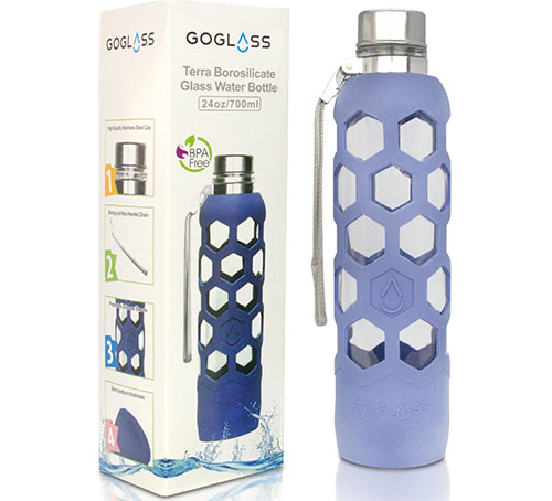 1. GoGlass Terra Borosilicate Glass Water Bottle